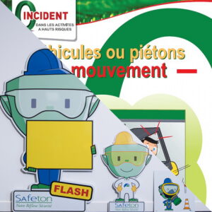 Charte graphique QSHE avec mascottes et supports visuels personnalisés