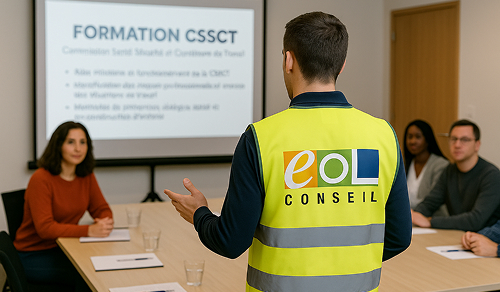 Formation sécurité pour élus du CSE avec animateur HSE en salle