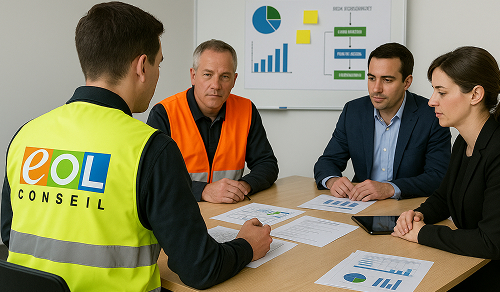Réunion de travail pour construire une stratégie QVCT
