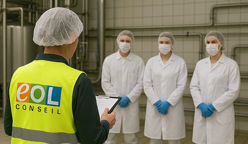 Consultant QHE réalisant un diagnostic de culture qualité dans un environnement de production