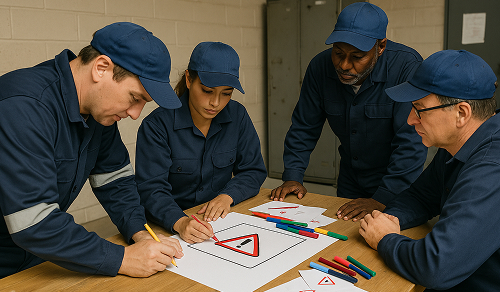 Équipe travaillant sur les règles d’or QHE et les comportements sûrs