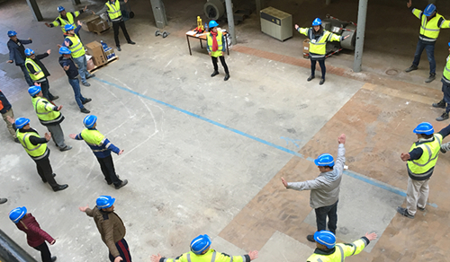 Exercices d’échauffement sécurité collectif avant début d’activité