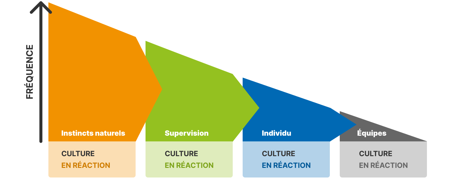 Schéma EOL CONSEIL représentant l’évolution des cultures de prévention, de la réaction à l’autonomie et à l’implication collective.